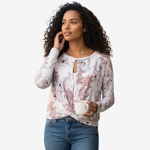 Free People Keepin On Blouse Womens Medium Pink Floral High Low Victorian Boho